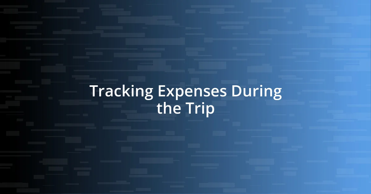 Tracking Expenses During the Trip