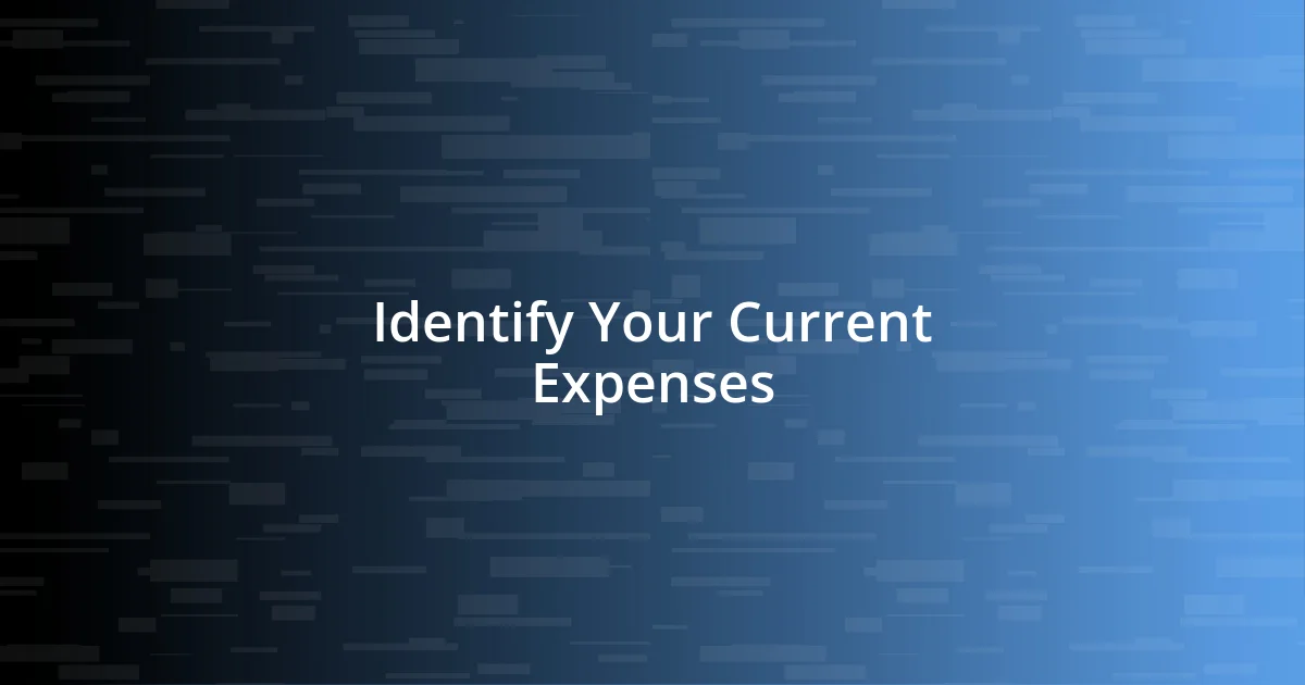 Identify Your Current Expenses