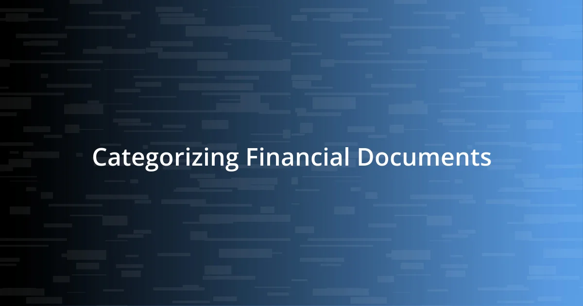 Categorizing Financial Documents