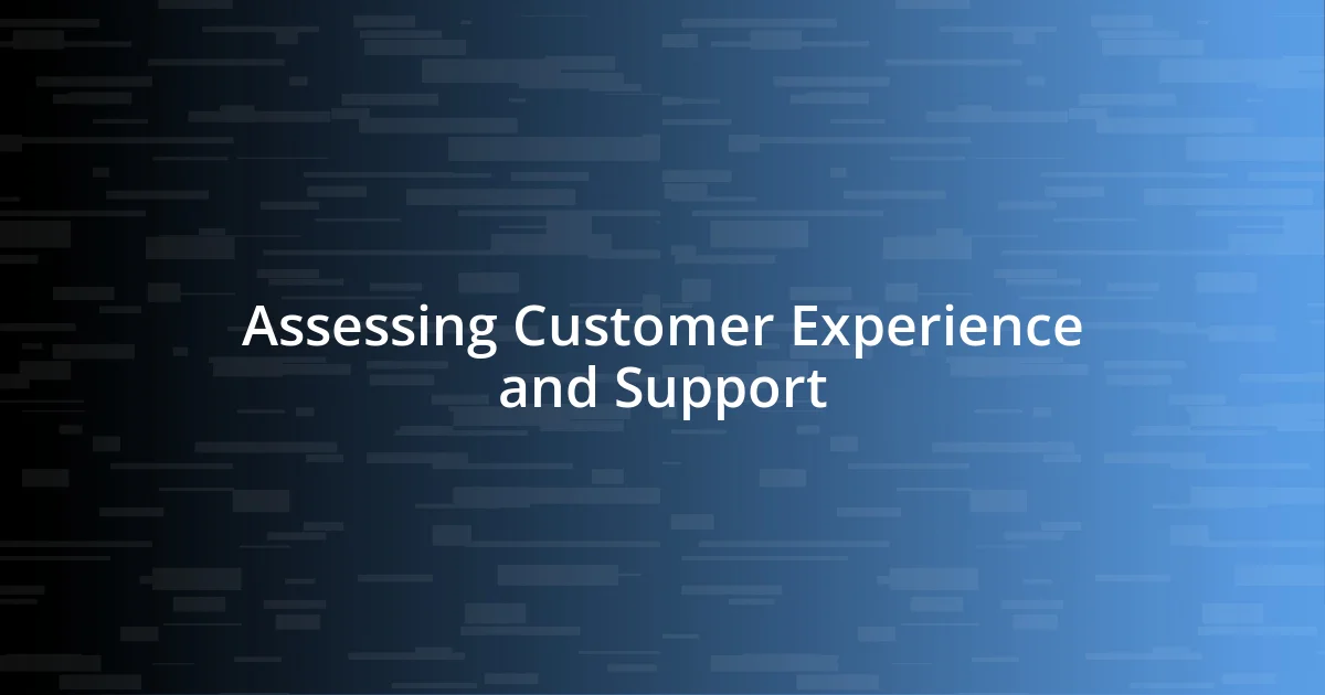 Assessing Customer Experience and Support